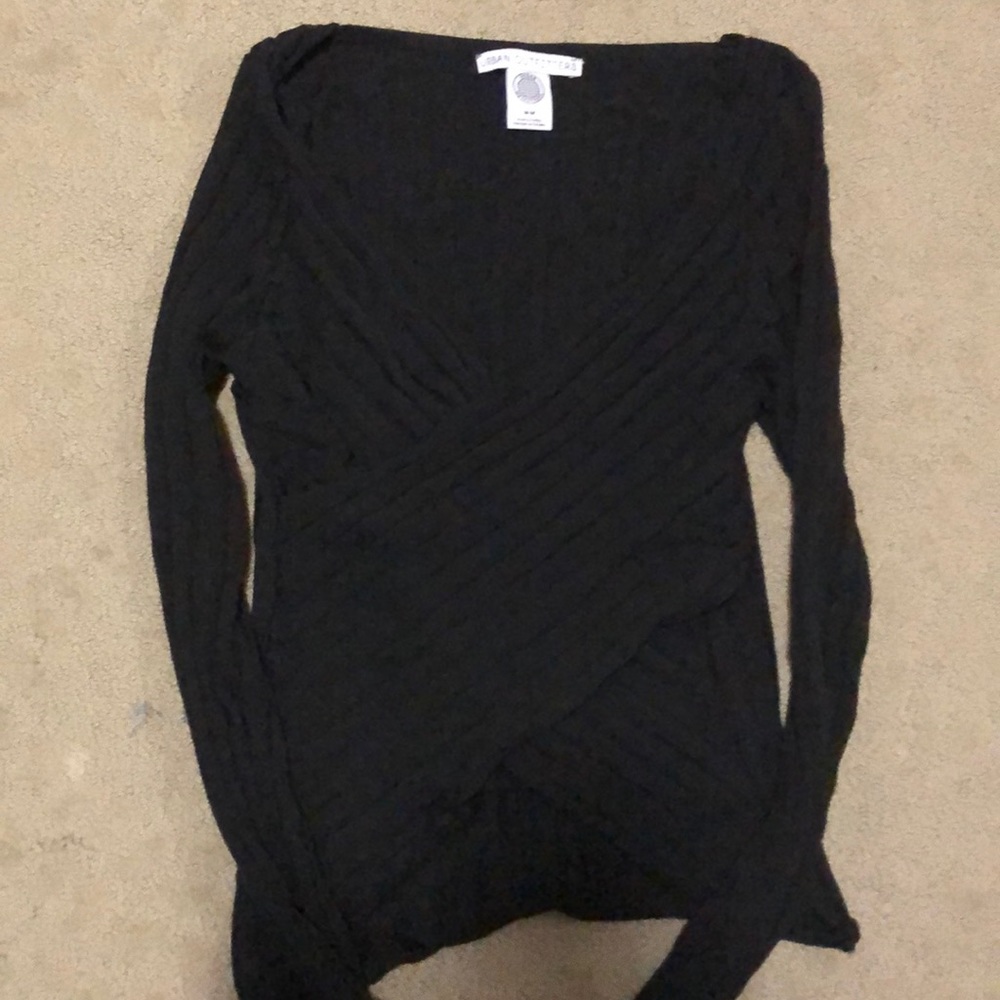 Black Long Sleeve Wrap Top